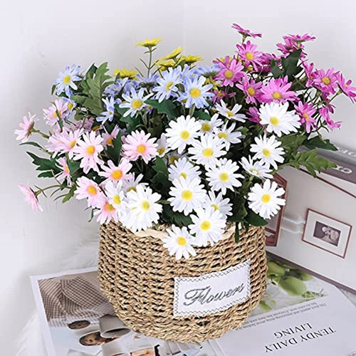 Gumolutin 2 Pcs Ramo De Flores De Margaritas De Seda Artific