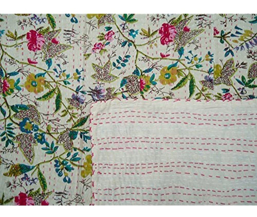 Edredón Kantha Con Estampado De Frutas Indias, Sábana Gudri