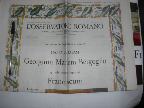 Diario Osservatore Romano Habemus Papam Bergoglio Francisco