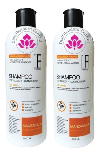 Shampoo Manzanilla Dorada Aclarante Natural Francis® 1lt 2pz