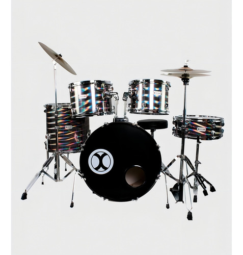 Extreme Exbt072 Bateria Profesional Gris 3d 5 Pzas Aro Cromo