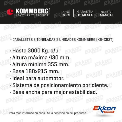 Imagen 2 de 7 de Juego Caballetes Tripode Kommberg 3 Toneladas Auto Camioneta