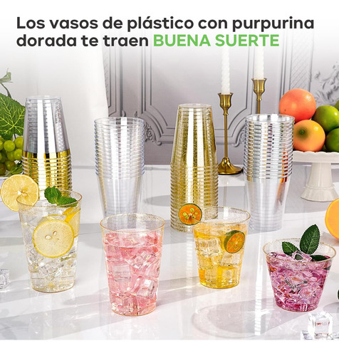 100pcs Vasos De Plástico Reutilizables Oro Rosa