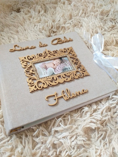 Imagem 1 de 10 de Livro Do Bebê Luxo Moldura Provençal Personalizado Com Nome