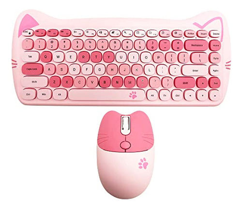 Teclado Y Ratón Inalámbricos Attoe, Diseño De Gato, Diseño D