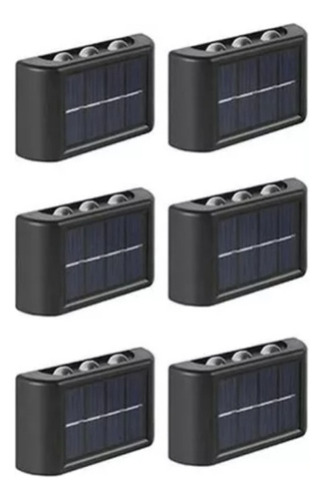 Solar Exterior Jardin Pack De 6 Lámparas Led Foco Muro