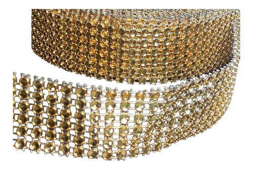 Falso Strass 6 Linea Dorado P/ Frasco Torta Bijou X 9 Metros