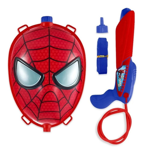 Imagen 2 de 6 de Juguete Mochila Pistola Lanza Agua Spiderman Cap America