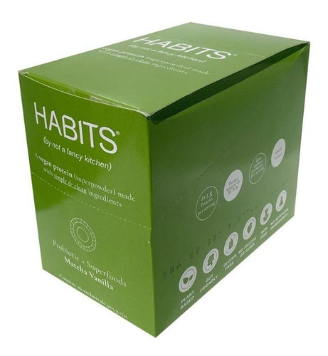 Habits Proteína Vegana Sabor Matcha Vainilla Caja Con 16 Sob