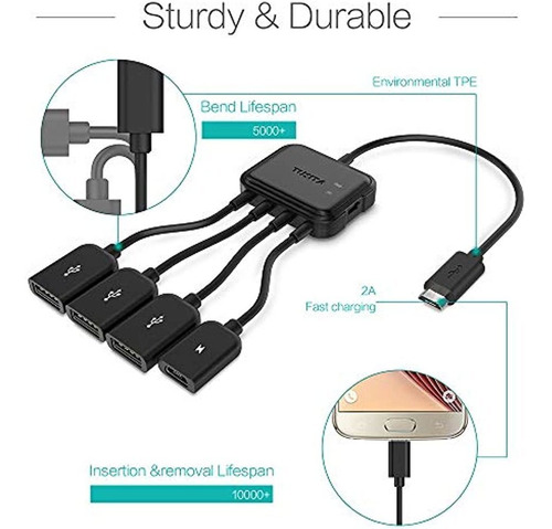 Adaptador Micro Usb Hub Con Alimentación, Kirin Adaptador Pa