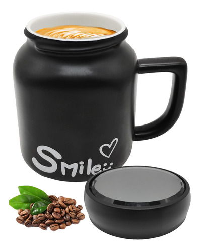 Taza Tarro Cafe Te Bebidas Calientes + Tapa Ceramica 350ml