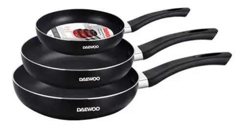 Juego Sarten De Cocina X 3 Pzs Antiadherente Daewoo-s301 Color Negro