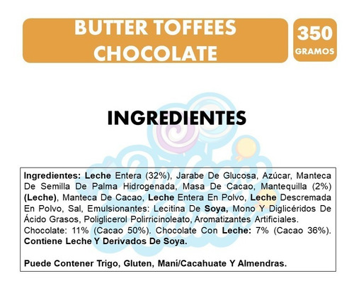 Butter Toffees Chocolate - Caramelos Arcor (bolsa Con 350gr)