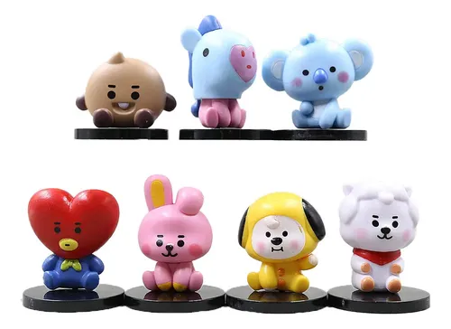 Paquete De 7 Figuras Bts Bt21 K-pop 6-8cm Sentados Tata Koya
