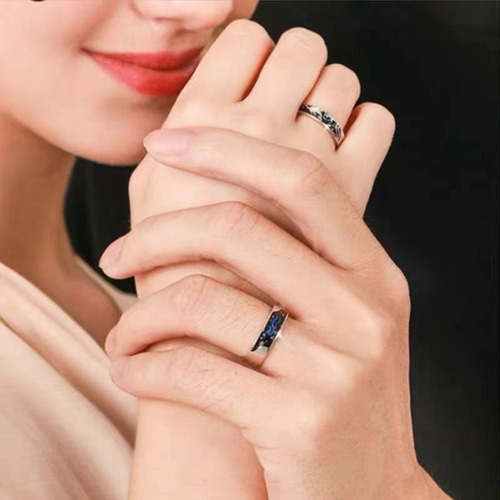 Anillos Plata Pareja Compromiso Oceano Ballena Ajustable