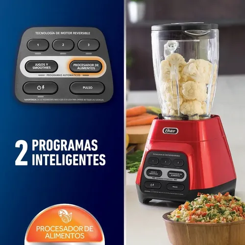 Licuadora Oster BLSTPYG1210RBG 1.5 L roja con vaso de vidrio 127V