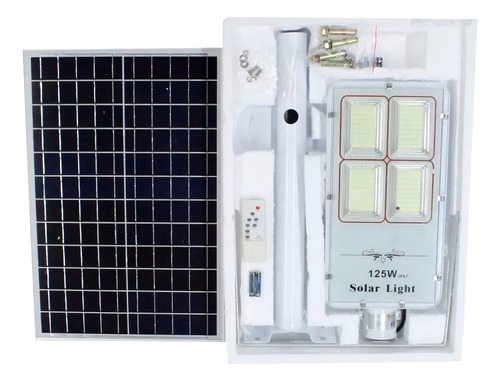2 Pz Lampara Led Solar Para Vialidad 125w Control Remoto Color Luz Blanco Frio 6500k
