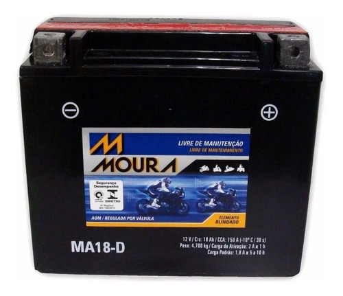 Bateria Moura Ma18-d Gl 1800 Gold Wing Vtx 1800c 18ah