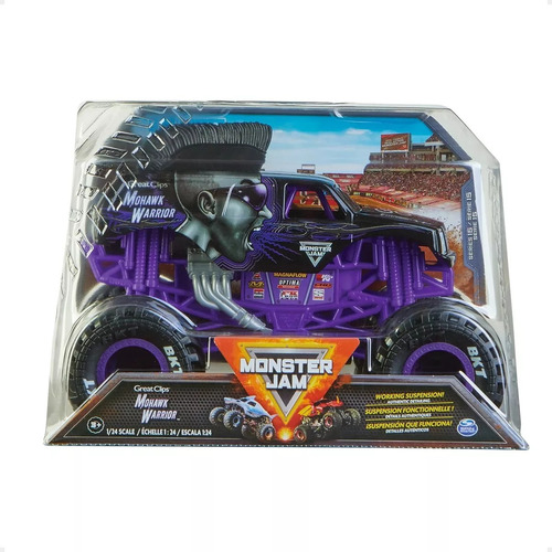 Vehiculo Monster Jam Grave Digger Con Suspencion Metal 1:24