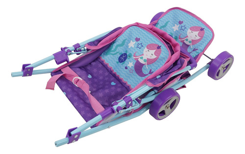 Cochecito De Muñecas Doble Con Toldo Retráctil Para Niños