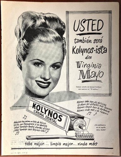 Imagen 1 de 1 de Kolynos Crema Dental Antiguo Aviso Publicitario De 1949