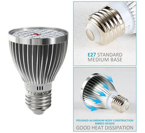 Lâmpada Crescer Luz E27 60w 2835 Smd Espectro Planta