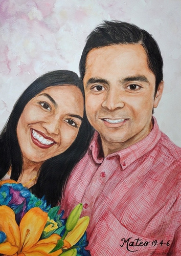 Regalo Día De Enamorados San Valentín Dibujo Pintura Retrato