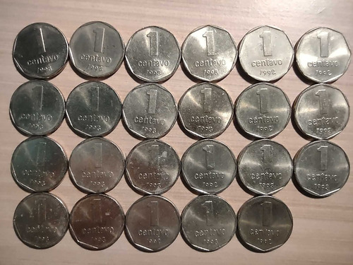 Lote 23 Monedas Argentinas 1 Centavo Peso 1992 Acuñada Chile