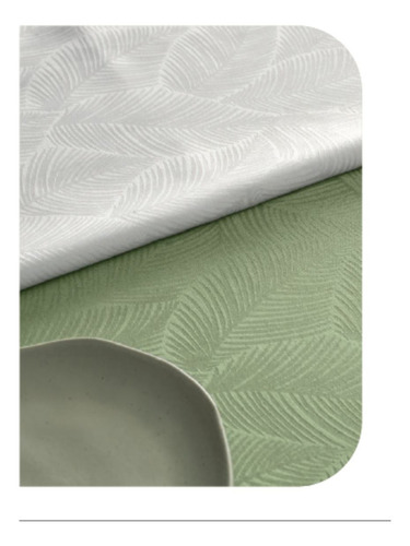 Toalha De Mesa Retangular 1,40x2,10 Karsten 6lug Jacquard Ve Cor Verde Folhas