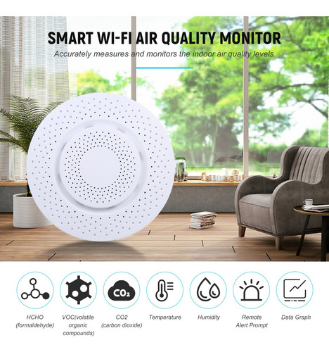 Smart Wi-fi Monitor De Calidad Del Aire Interior Medidor De
