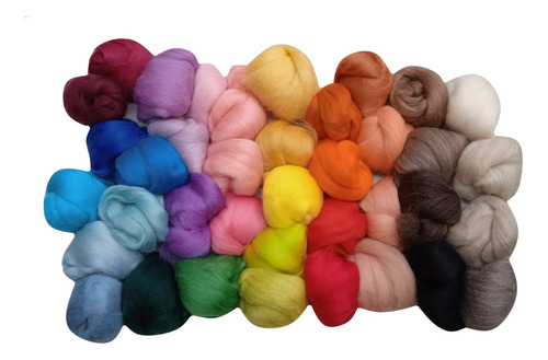 Set 38 Colores Vellon Surtido Para Fieltro Felting Nuno