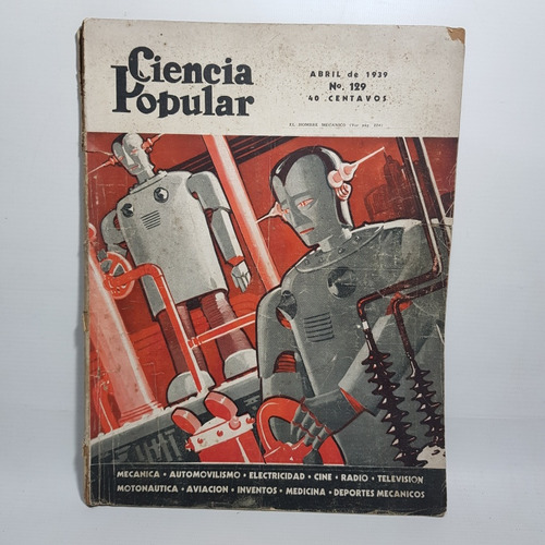 Antiguo Robot Revista Ciencia Popul 1939 Mecánica Mag 60628