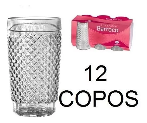 Jogo 6 Taça Barroco Vidro 250 Ml Copo Vintage - Desconto no Preço