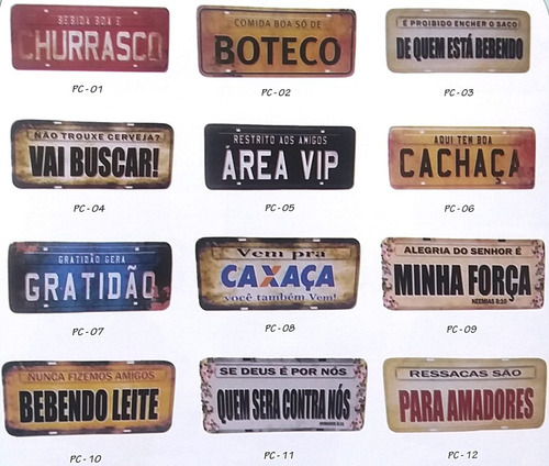 Imagem 4 de 10 de 4 Placas Decorativas Tipo Placa De Carro Frases Area Lazer
