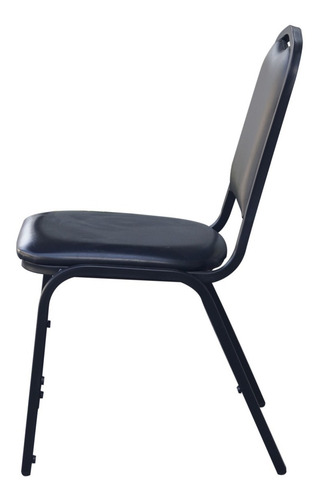 Imagen 2 de 6 de Silla Costa Rica Apilable Respaldo Y Asiento Tapizado Negro