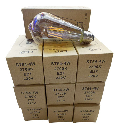 Pack X10 Ampolletas Filamento Led Edison 4w Retro Vintage