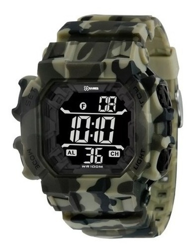 Imagem 1 de 8 de Relogio Xgames Camuflado Verde Xgppd142 Pxep Quadrado