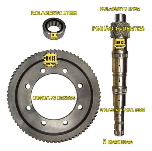 Kit Coroa Pinhão Rolamento Gm F17 73x15x27 5 Marchas Genuino