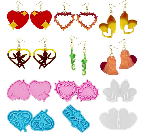 Kit Moldes De Resina Para Aretes Bisutería Colgantes Joyería