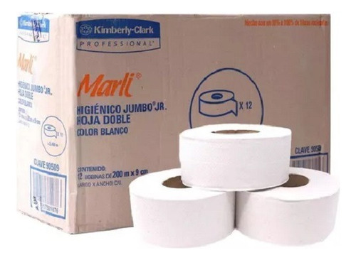 Caja Papel Higiénico En Bobina Marli Jumbo Jr. Con 12 Rollos