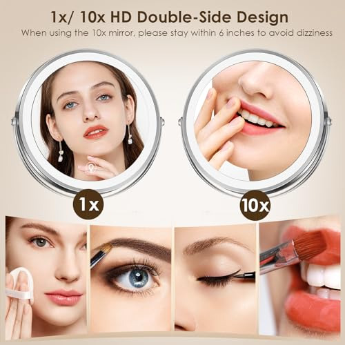 Espejo De Maquillaje Iluminado 8 Recargable Doble Cara