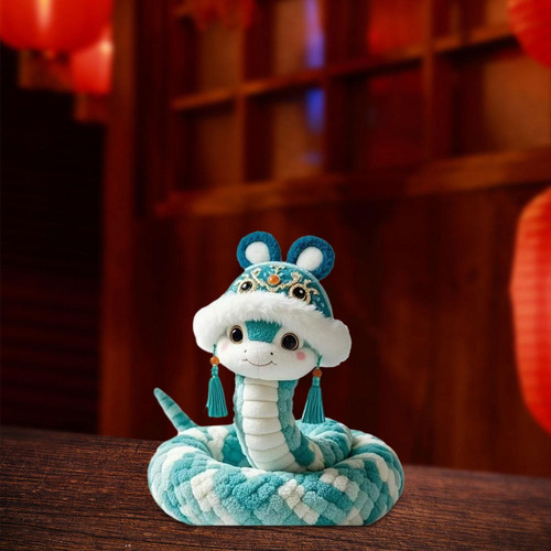 Serpiente Animal Relleno Año Nuevo Chino Juguete Azul 25cm