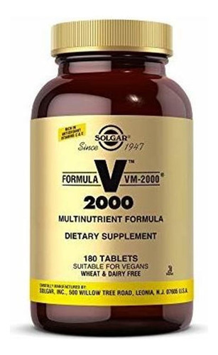 Solgar Formula Vm-2000 (sistema Multinutriente), 180 Tableta