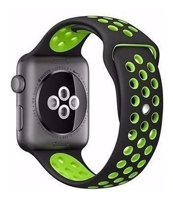 Pulseira Estilo Nike P/ Apple Watch 38/40mm Preta E Verde