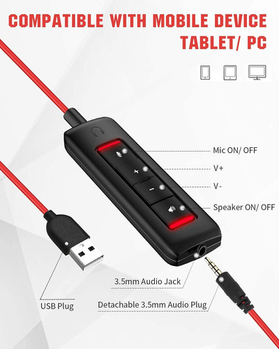 Auriculares Usb Con Cancelacion De Ruido Microfono Negro