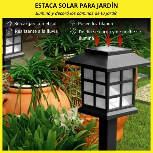 Estaca O Farol Solar Luz Led Para Jardin O Exterior Pack X3