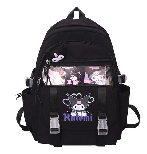 Bonita Mochila Casual Sanrio Kuromi Fashion Con Llavero [u]