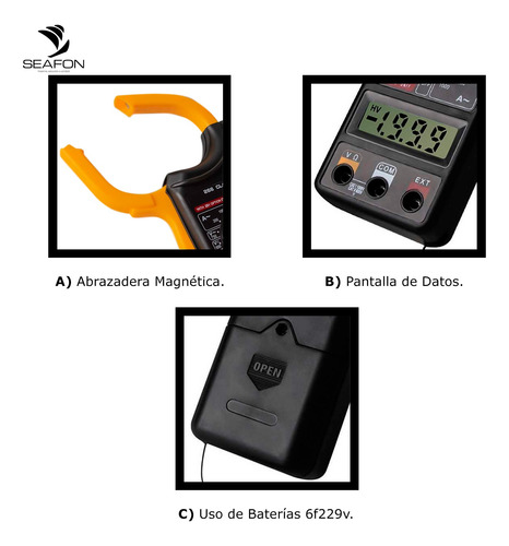 Multimetro Profesional Digital Con Gancho Y Boton Memoria