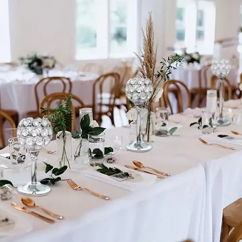 3pcs Candelabro Portavelas Cristal Adornos Boda Fiesta Plateado.
