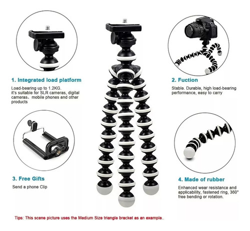 Trípode Pulpo Flexible Para Celular Y Cámara Soporte 360°